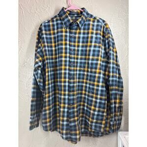 Pendleton‎ Canterbury Blue Checkered Flannel Merino Wool Mix Pima Cotton Large